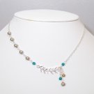 Laurel Leaf Necklace with Pearls & Crystals