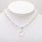 Cape Clear Starfish Illusion Necklace - White Pearls & Clear Crystals
