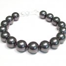 Chunky Black Pearl Bracelet - Single Strand - 10mm Pearls