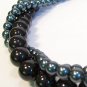 Black & Teal Pearl Twisted Necklace - Statement jewelry - Bridesmaid Necklace