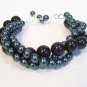 Deep Teal & Black Twisted Pearl Bracelet - Bridesmaid jewelry