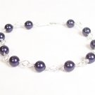 Purple Pearl Bridesmaid Bracelet - Sterling Silver - Single Strand