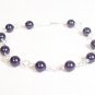 Purple Pearl Bridesmaid Bracelet - Sterling Silver - Single Strand