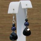 Black & Purple Teardrop Earrings - Crystal Wedding Earrings