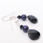 Black & Purple Teardrop Earrings - Crystal Wedding Earrings