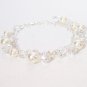 Cream Pearls & Clear Crystal Cluster Bracelet - Wedding Bracelet - Sterling Silver