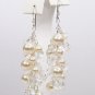 Cream Pearl & Clear Crystal Cluster Earrings - Wedding Earrings - Chandelier