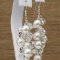 Cream Pearl & Clear Crystal Cluster Earrings - Wedding Earrings - Chandelier