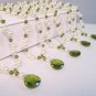 Gabrielle Teardrop Illusion Necklace - Pearls and Crystals - Bridesmaid Necklaces - Green and Cream