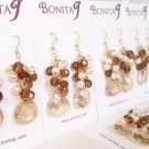 Luka Teardrop Cluster  Bridesmaid Earrings - Champagne, Browns and Ivory Cream