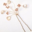 Madeline Teardrop Spray Hairpin, Champagne & Brown Hair jewelry Accessories, Bridal and wedding