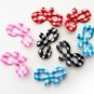 20pcs.. 20mmX11mm Gingham Check Ribbon Bow Padded Applique in Pink, Red, Black and Blue