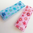 12pcs..55mm Flower Patterned Retangular Hair Clip Covers in Pink and Blue for 50mm Snap Clip
