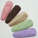 20pcs..50mm Polka Dots Design Cotton Snap Hair Clip Covers in Peach, Brown, Beige, Green, Purple