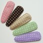 20pcs..50mm Polka Dots Design Cotton Snap Hair Clip Covers in Peach, Brown, Beige, Green, Purple