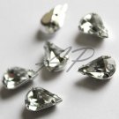 20 pc 6mmX10mm Faceted Teardrop  Sew On Crystal Clear Rhinestones W/ Rhodium Plated Over Brass Prong
