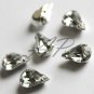 20 pc 6mmX10mm Faceted Teardrop  Sew On Crystal Clear Rhinestones W/ Rhodium Plated Over Brass Prong