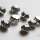 20pc 6mmX8mm Faceted Oval Sew On Crystal Clear Rhinestones W/ Rhodium Plated Over Brass Prong