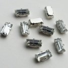 20pc 5mmX10mm Faceted Rectangle(oblong) Sew On Clear Rhinestones W/ Rhodium Plated Over Brass Prong