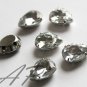 20 pc 11mmX15mm Faceted Teardrop Sew On Crystal Clear Rhinestones W/ Rhodium Plated Over Brass Prong