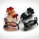 5pc 2 3/8"(60mm) Blank Plastic Hair Barrette(Claw) with Teeth Ponytail Holder Style in Black, Brown