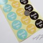 36pc Thank You Sticker in Aqua, Yellow, Black..2 Sheets in Pack
