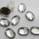 60pc 10mm X 14mm Faceted Oval  Sew On Acrylic Flatback in Clear