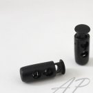 50pc Barrel Black 2 Holes Cord Lock Stopper Spring Buckle Cord Toggle Lock