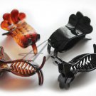 10pc Blank Hair Claw Ponytail Holder w/Teeth Brown Tortoise Shell, Black