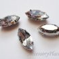 20pc 7mmX15mm Faceted Boat Sew On Clear Rhinestones Montee W/Metal Prong