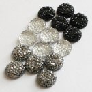 30 pcs of 12mm Faceted Round Cut Flatback Bead in Black, Clear, and Metalic Grey