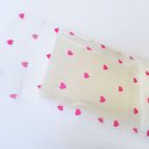100pc Heart Print Crystal Clear Resealable Cello Bag3 1/8 X 4 3/4and1 5/8 flap