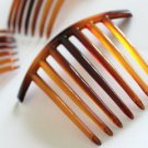 12pcs Brown Plastic Blank Hair Stick with 7 Teeth in Tortoise Shell