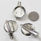 25pc Dual Brooch Base..30mm Round Pin Back  w/ 45mm Alligator Hair Clip w/ Teeth