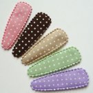 50pc 50mm Polka Dots  Snap Hair Clip Cover Peach, Brown, Beige, Green and Purple