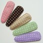 50pc 50mm Polka Dots Snap Hair Clip Cover Peach, Brown, Beige, Green and Purple