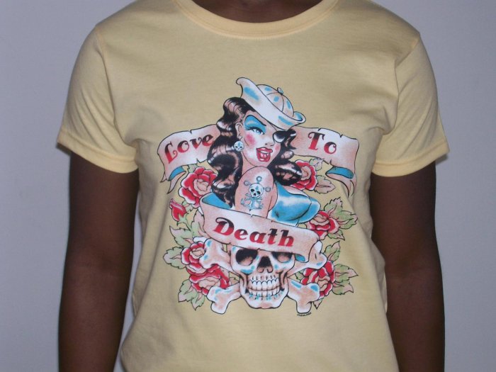 "love to death" tattoo tshirt for ladies