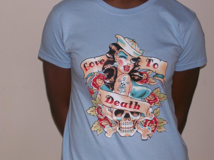 "love to death" tattoo tshirt for ladies