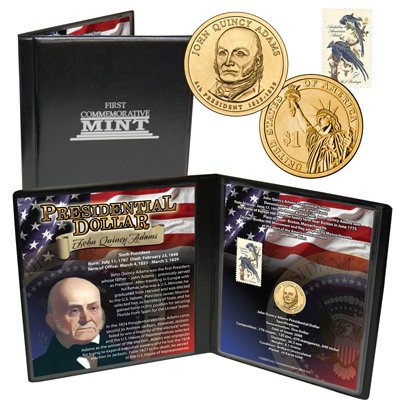 24K Gold Plated John Quincy Adams Presidential Coin/Sta