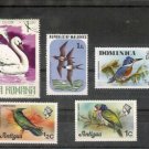 Lot of 5  Bird on  Stamps