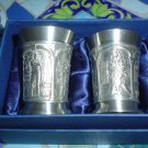 TUMASEK PEWTER SET OF DECORATIVE SHOT GLASSES from SINGAPORE - NEW IN GIFT BOX! TUMASEK PEWTER SET OF DECORATIVE SHOT GLASSES from SINGAPORE - NEW IN GIFT BOX!