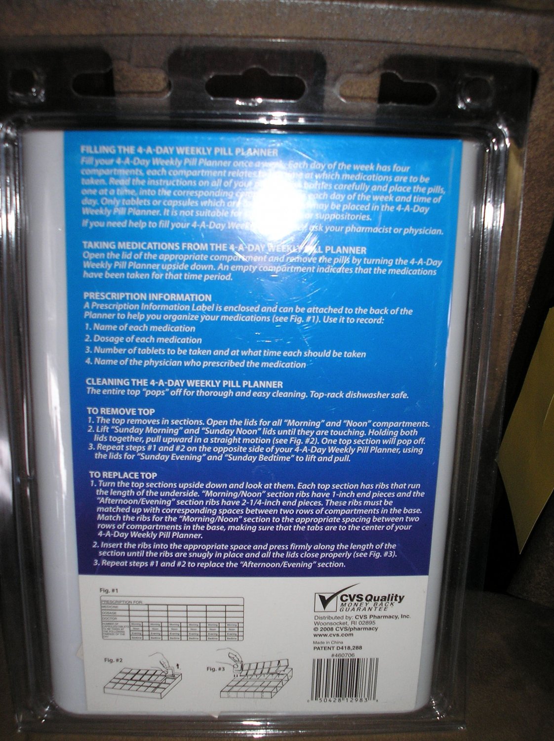 CVS 4ADAY WEEKLY PILL PLANNER 28 COMPARTMENTS LABELED MORNING NOON