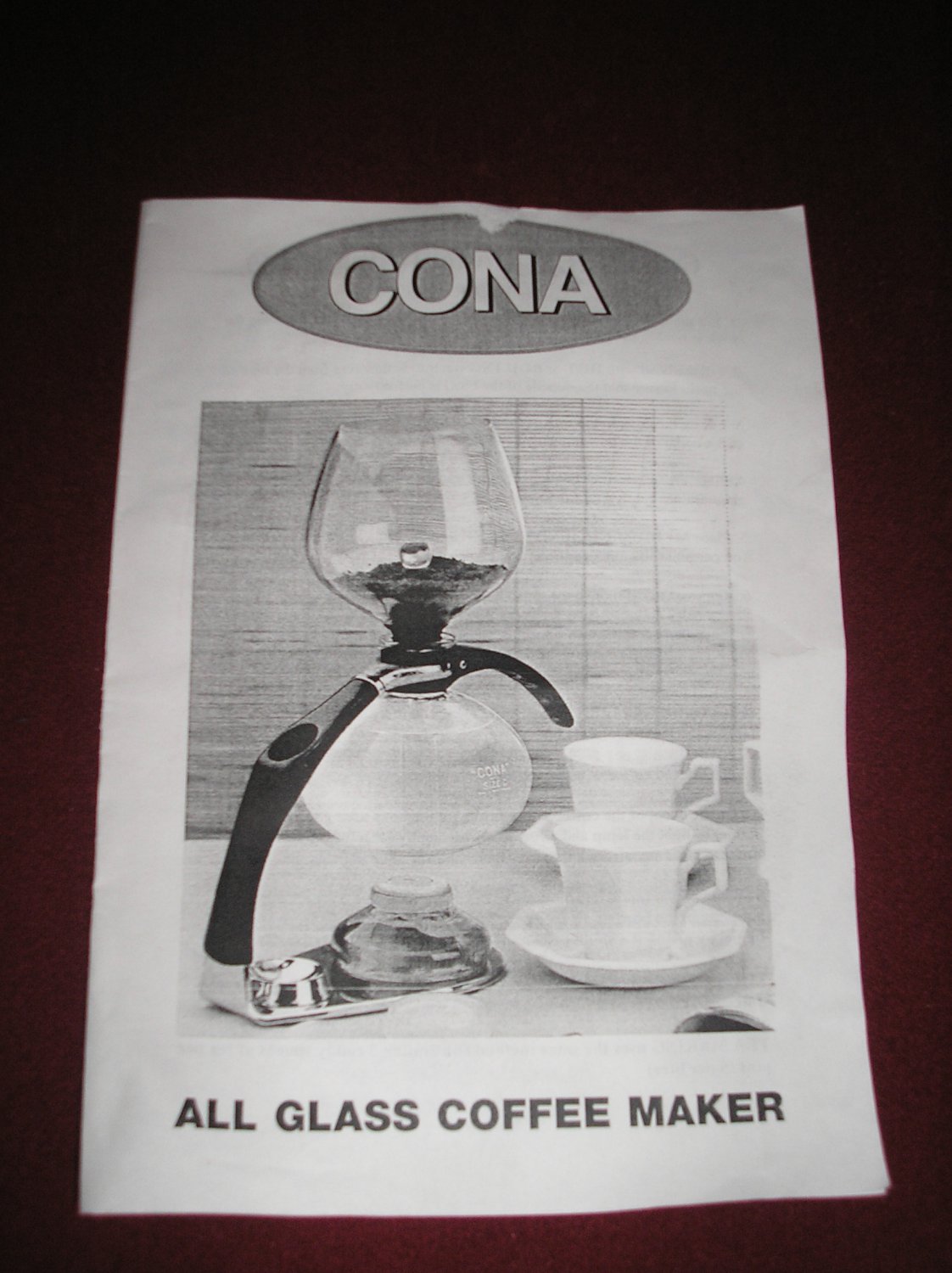 CONA ALL GLASS COFFEE MAKER VACUUM BREWER SIZE 'D' CHROME BRAND NEW!