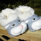 POLLIWALKS KIDS "TOYS FOR FEET" BUNNY BLUE/WHITE FURRY-LINED SLIP ONS - SIZE 8 - BRAND NEW!