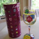 LOLITA - LOVE MY WINE "AGED TO PERFECTION" 15 Oz. HAND PAINTED STEM WINE GLASS by Lolita!