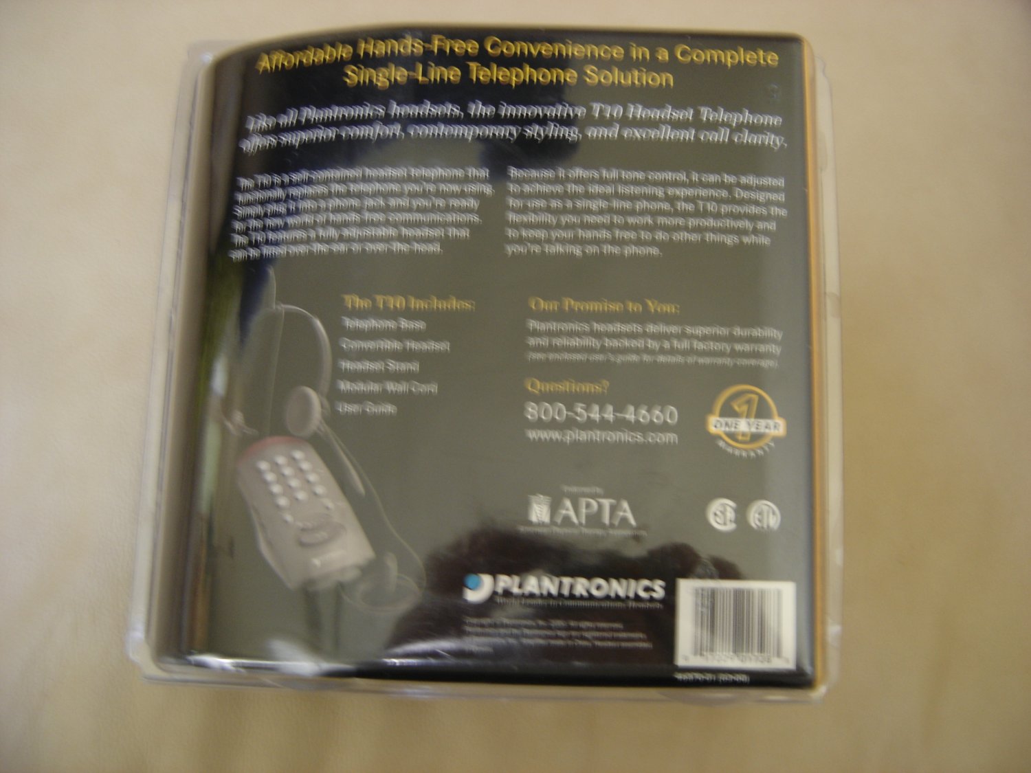 Plantronics T10 Corded Headset Phone SINGLELINE TELEPHONE w