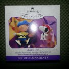 Charlie Brown and Snoopy - PEANUTS "BATTER UP!" Set of 2 Ornaments - HALLMARK KEEPSAKE from 1999!