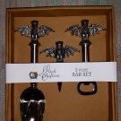 Witch Crafters 3-piece Bats Bar Set - Ice Scoop, Bottle Opener and Bottle Topper!
