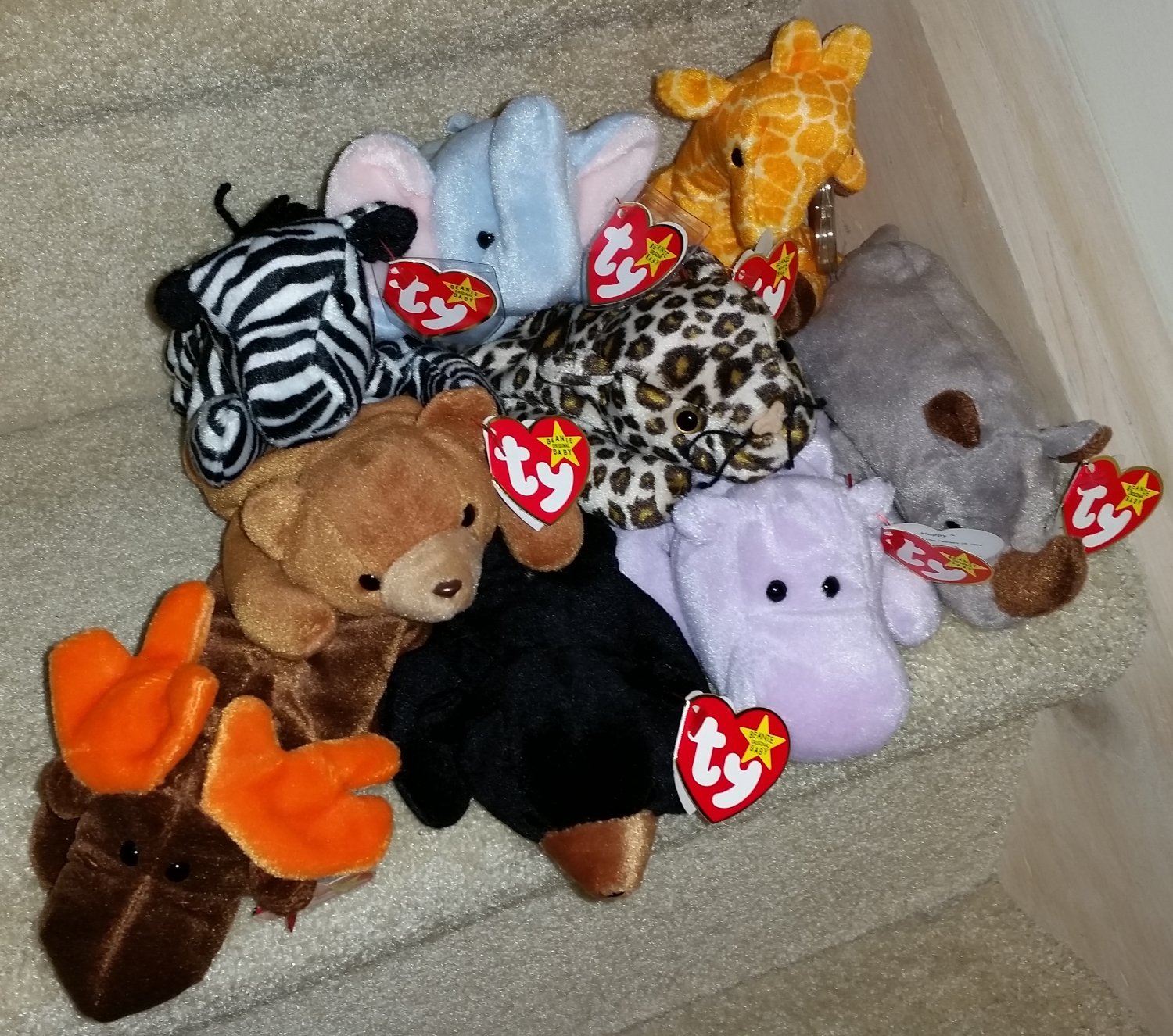TY BEANIE BABIES - RETIRED - LOT of 9 BIG GAME BEANIES - NEW WITH TAGS!