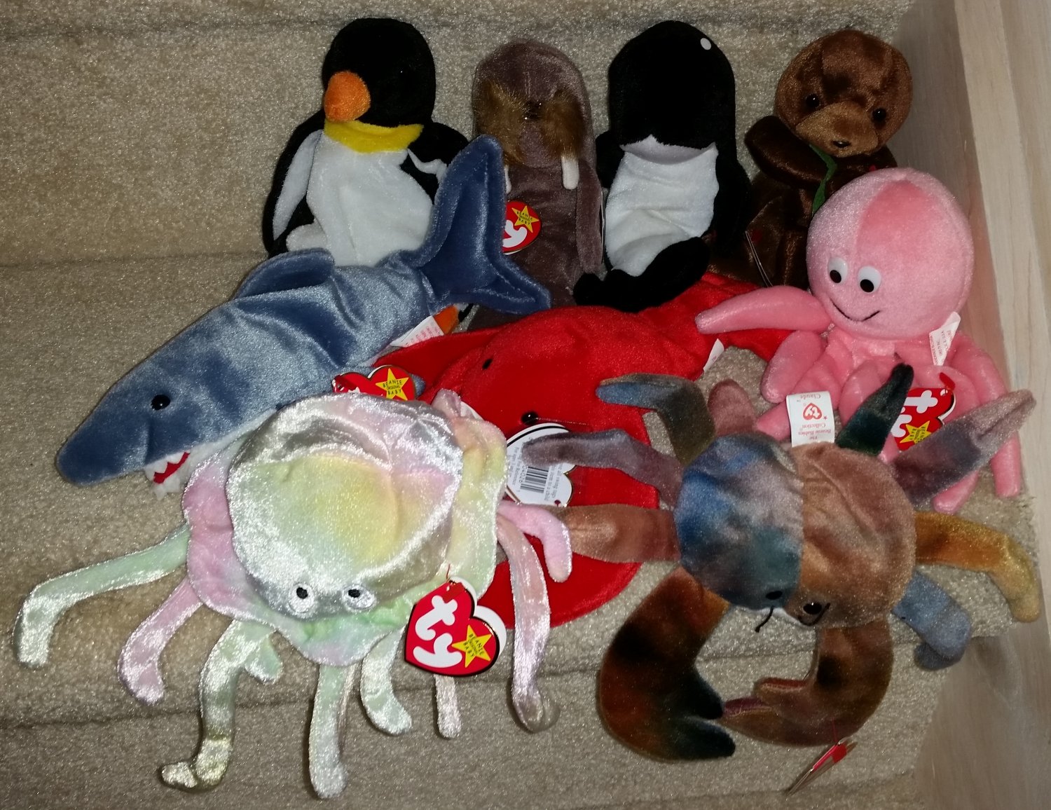 TY BEANIE BABIES - RETIRED - LOT of 9 SEA LIFE BEANIES - NEW WITH TAGS!